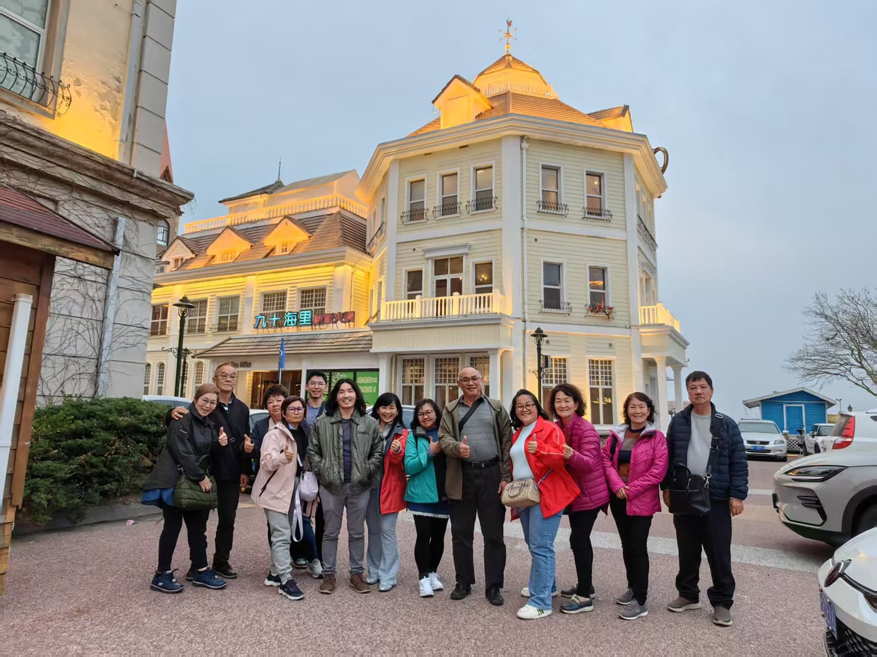 Tour group on a seaside street in China