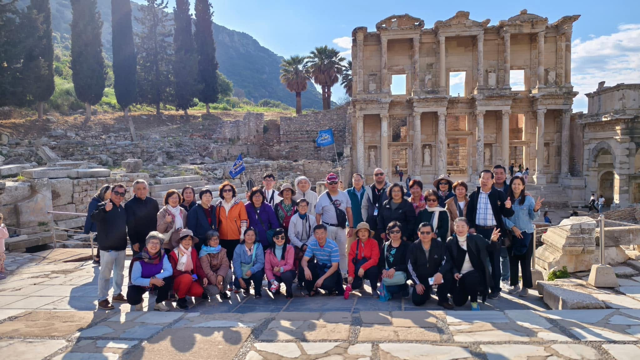 Blue Sky Vacation group at the Library of Celsus, Ephesus